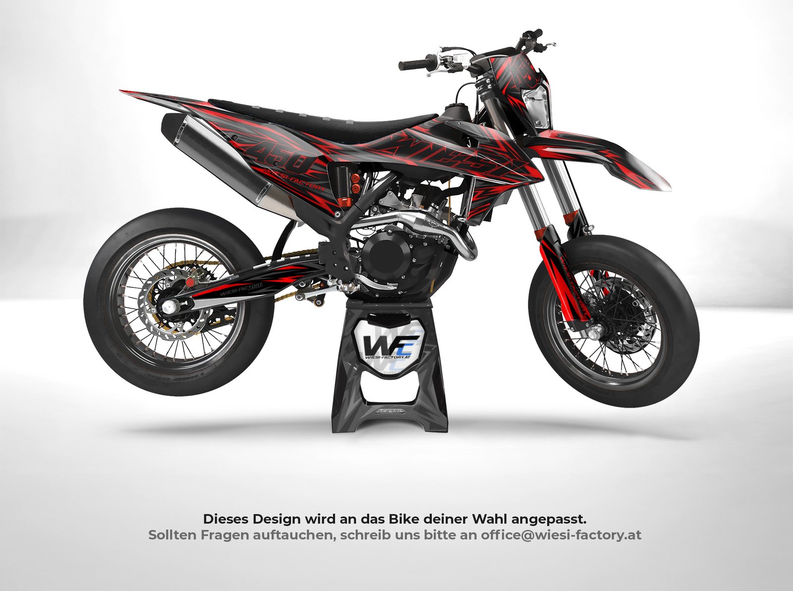 Buddy Supermoto Dekor in Rot am Bike