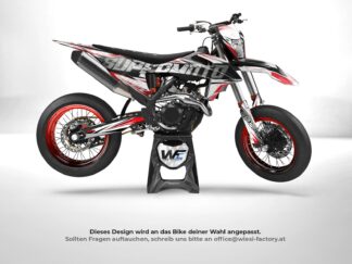 Cracked Zwo Supermoto Dekor in Rot am Bike