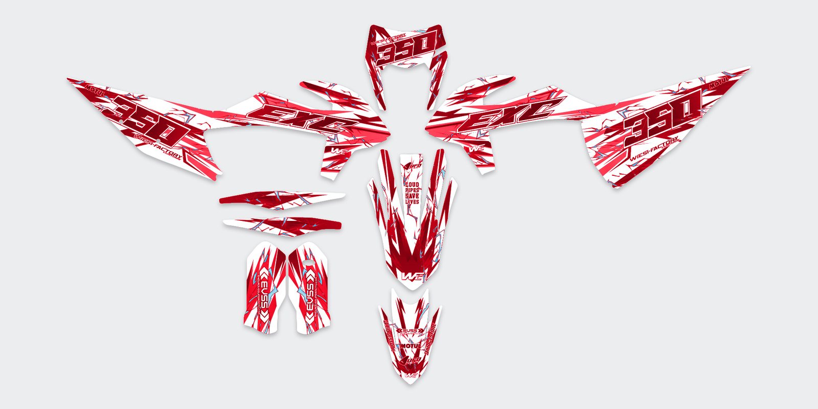 Influ Supermoto Dekor in Rot – Teile-Layout