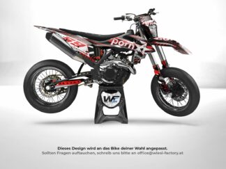 PornStar Supermoto Dekor in Rot am Bike