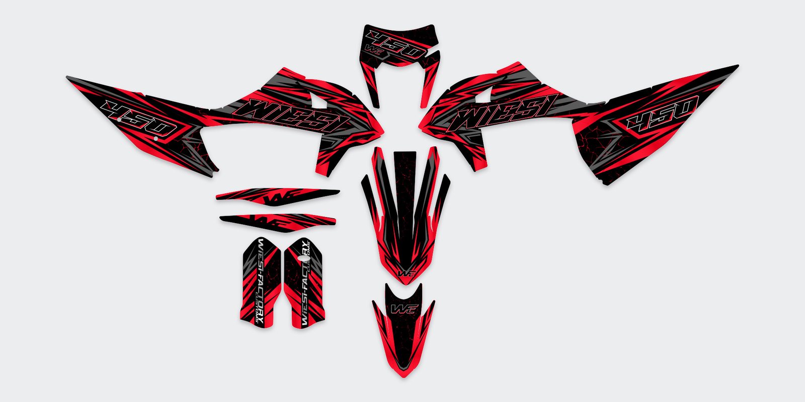Spark Supermoto Dekor in Rot – Teile-Layout
