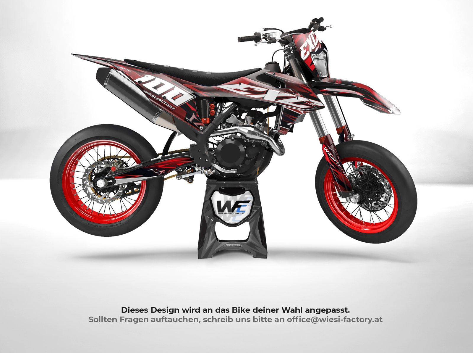 Vanilla 100 Supermoto Dekor in Rot am Bike